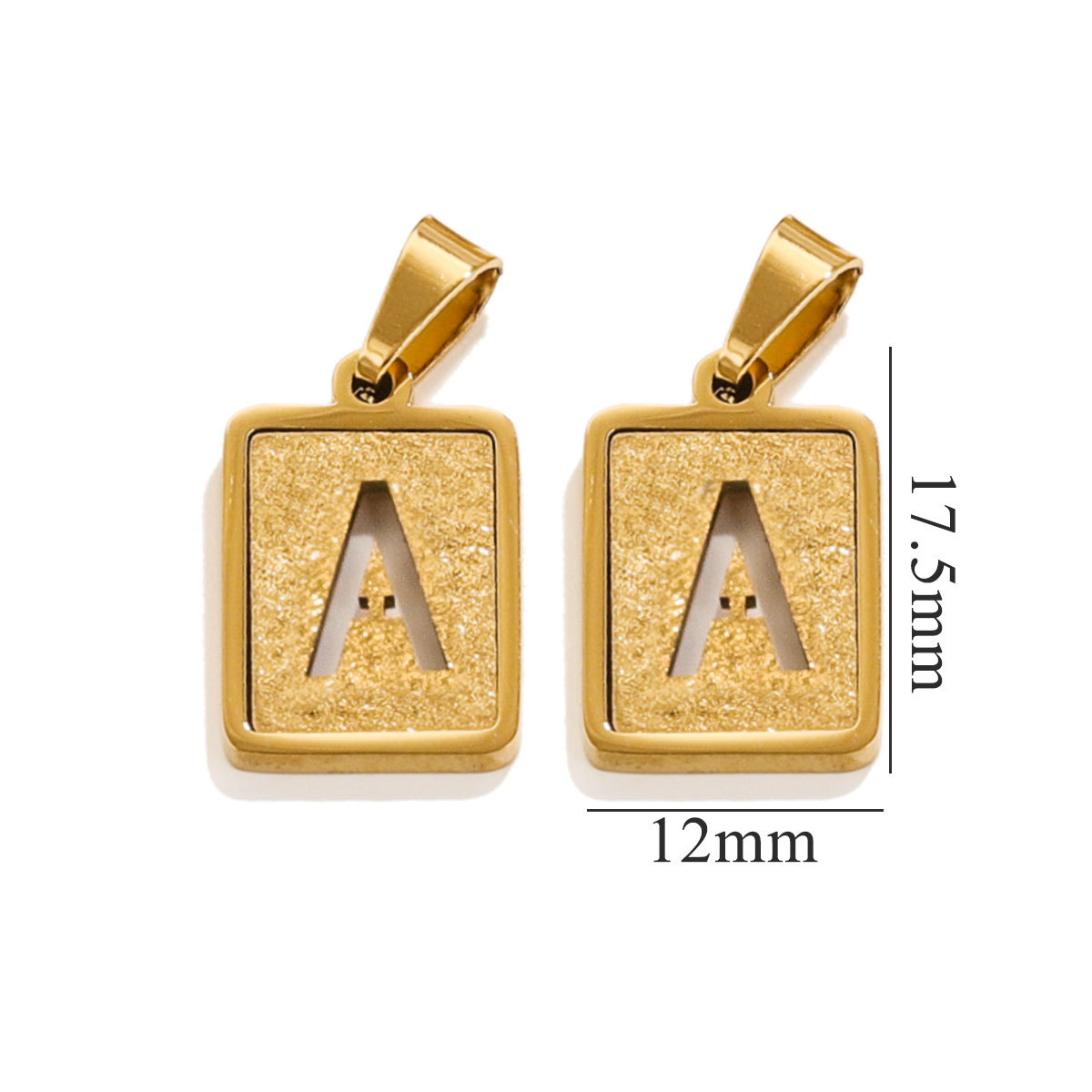 Gold color / 1 Piece Simple Fashionable Style Square Letter A Shape Titanium Steel  Gold Color Unisex Pendant 